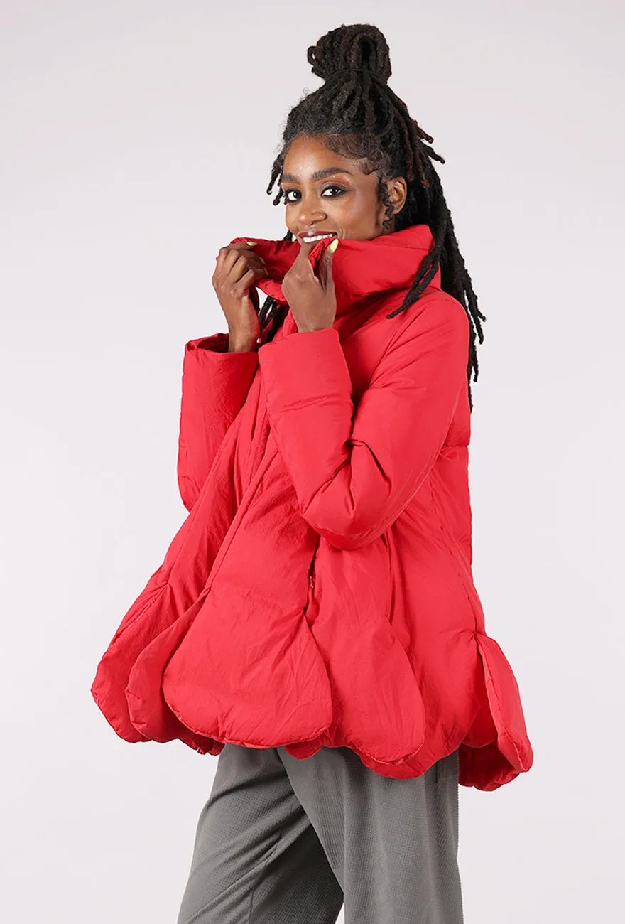 Bell - bottom style Petal Puffer Swing Jacket, Rose