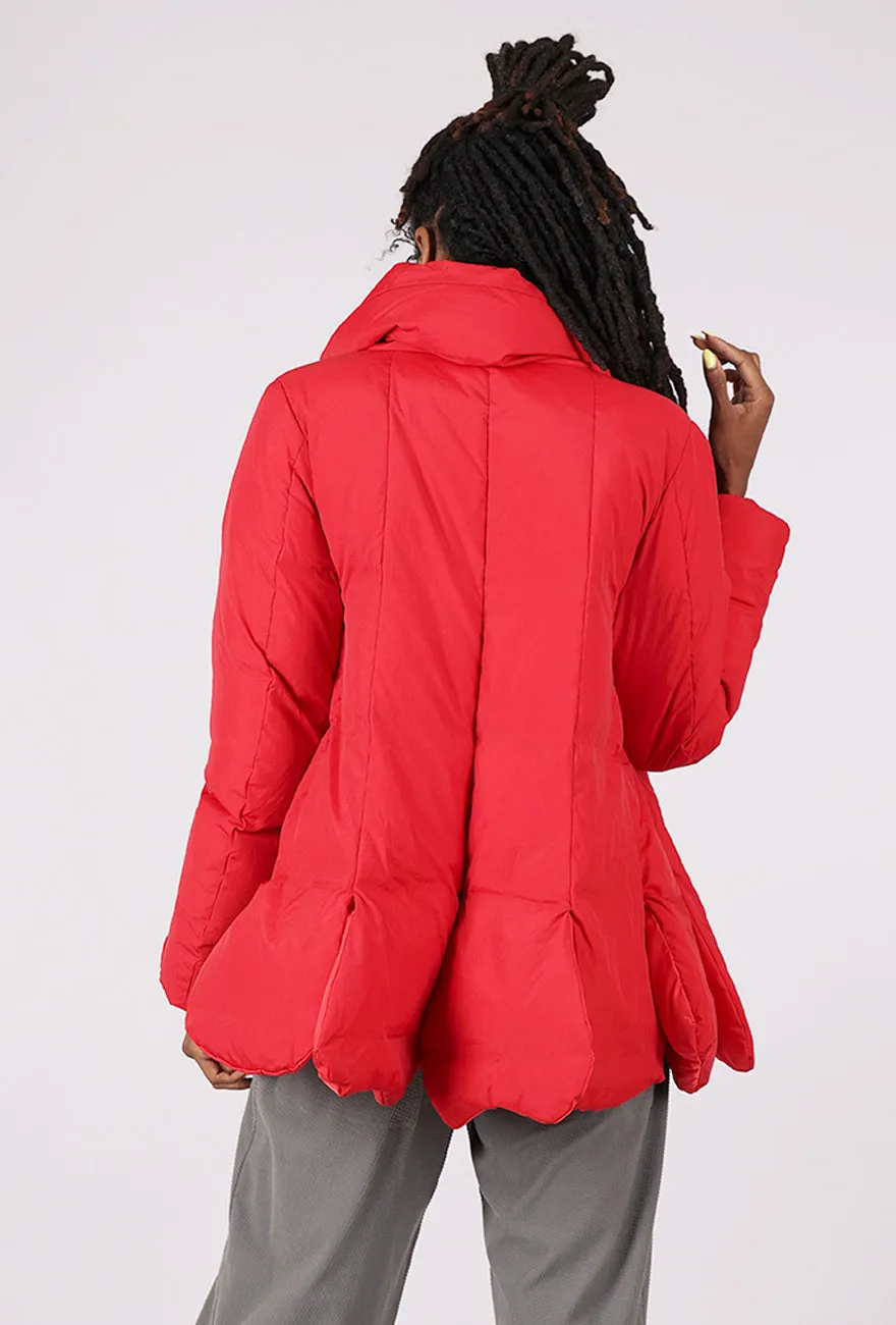 Bell - bottom style Petal Puffer Swing Jacket, Rose