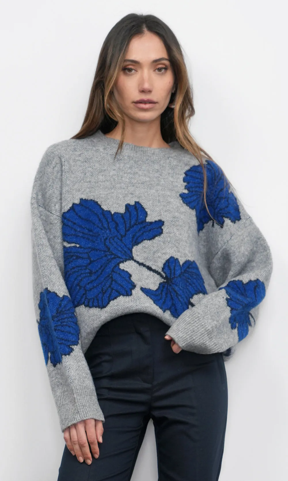 Bennett Intarsia Flower Sweater G258WT6125