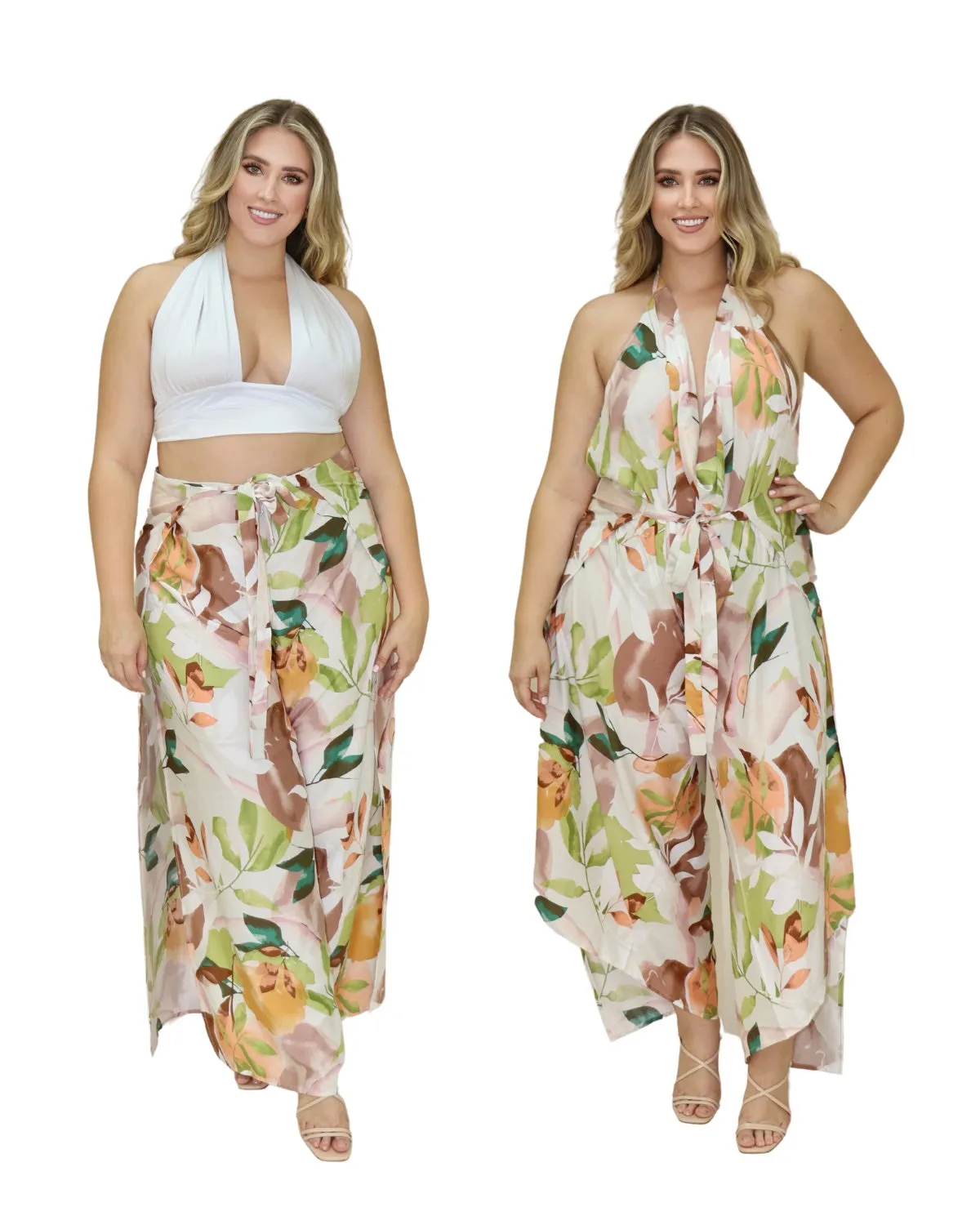 Peach Floral_model2 Des:Model is 59 D cup and wears size L and US 14