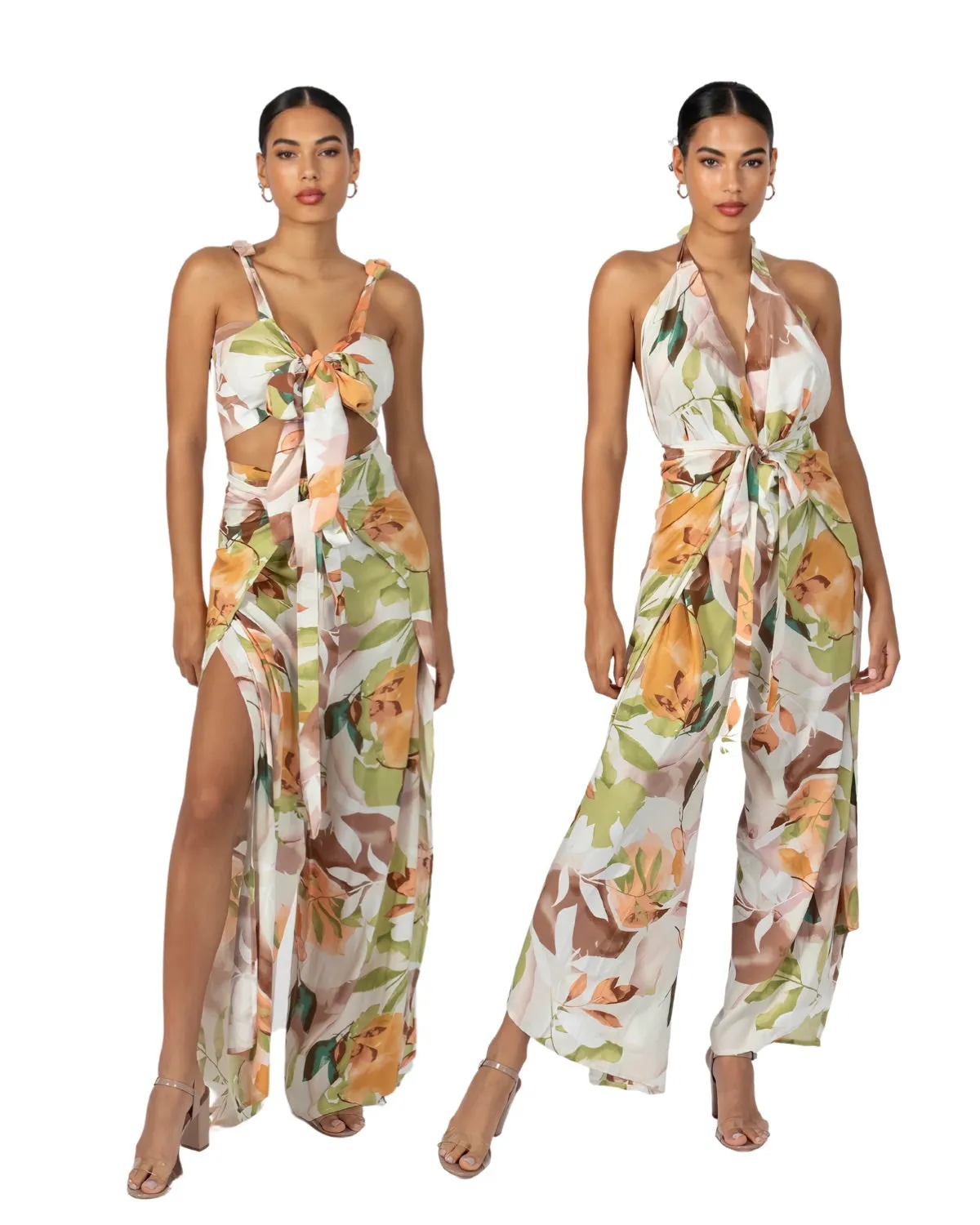 Peach Floral_model3 Des:Model is 57 DD Cup and wears size XS-S and US 0