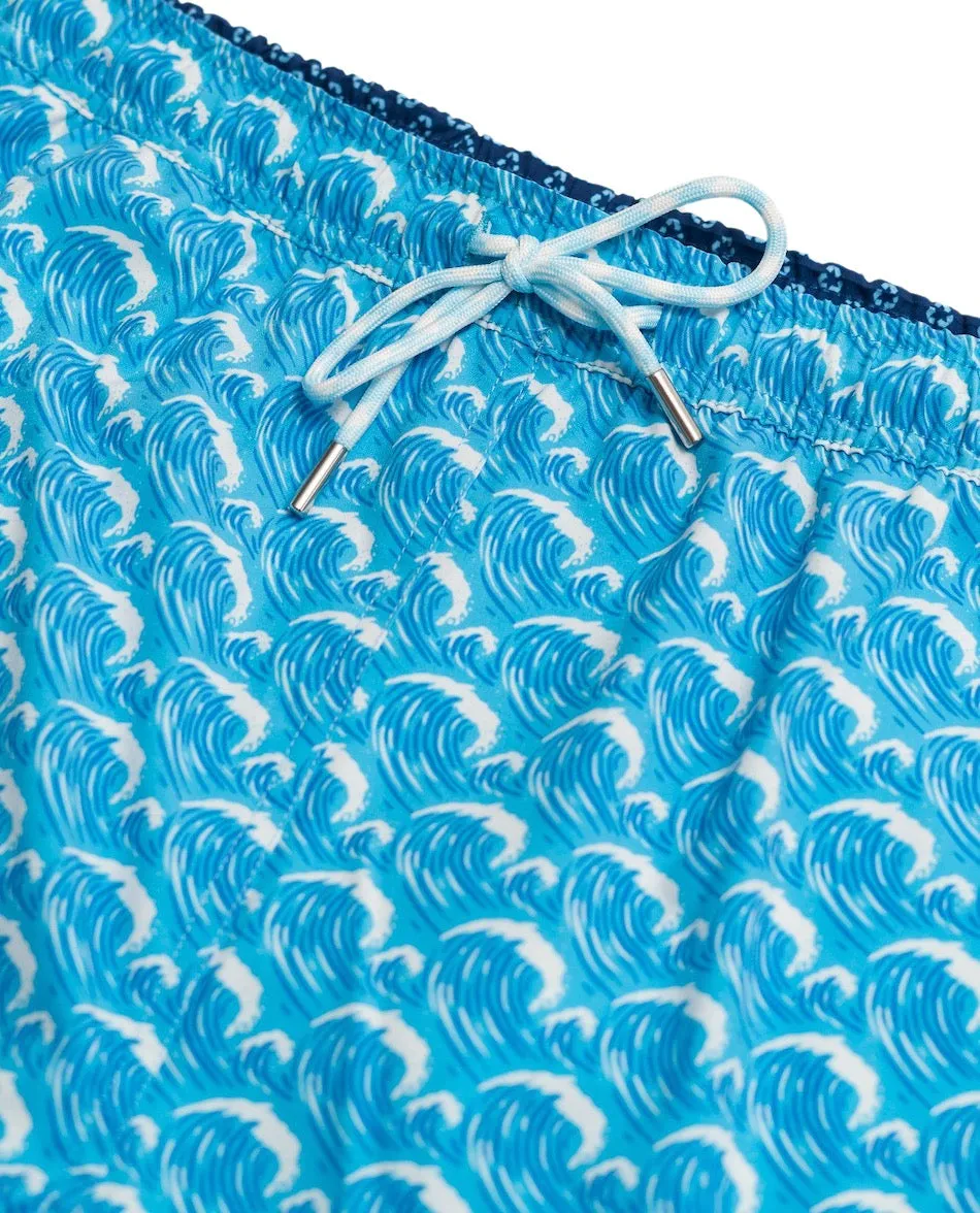 Big Time Breakers: Swim Trunks - Light Blue Striped Pattern