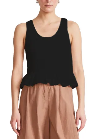 Black Smocked Ruffle Tank Long-sleeve spring dress Playful spring skirt