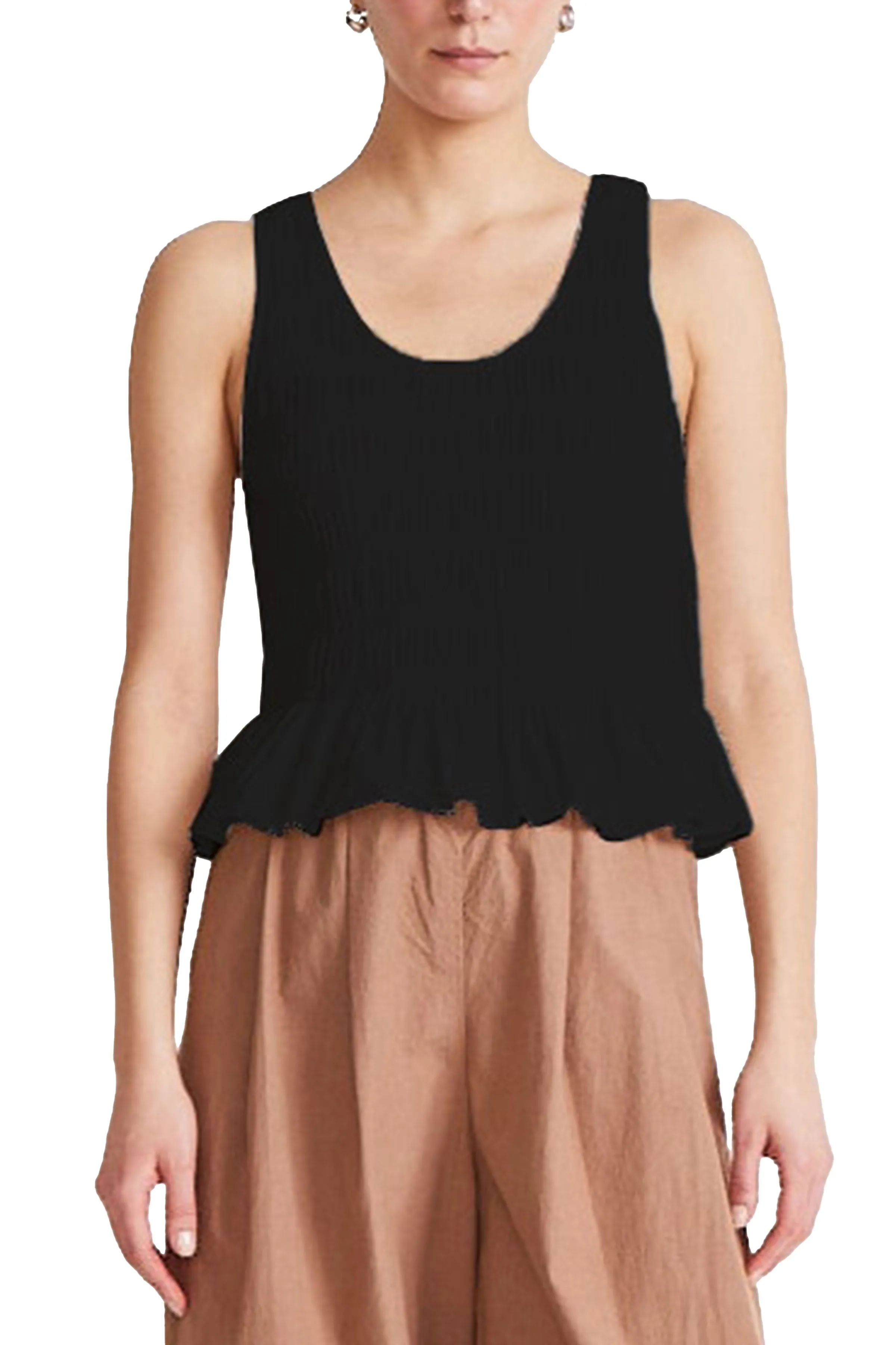 Black Smocked Ruffle Tank Long-sleeve spring dress Playful spring skirt