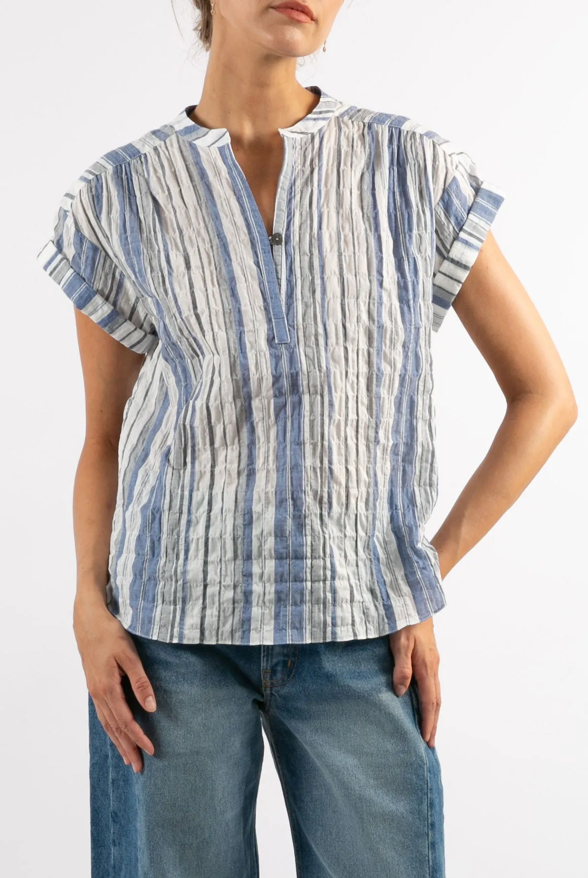 Long-sleeve spring dress Blake White Stripe
