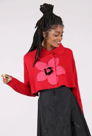 Cozy casual knit Flower Pop Crop Cardie, Rose Jacquard