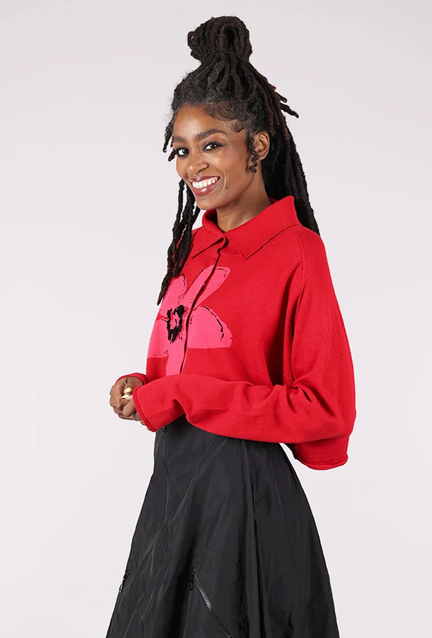 Blend Comfortable Flower Pop Crop Cardie, Rose Jacquard