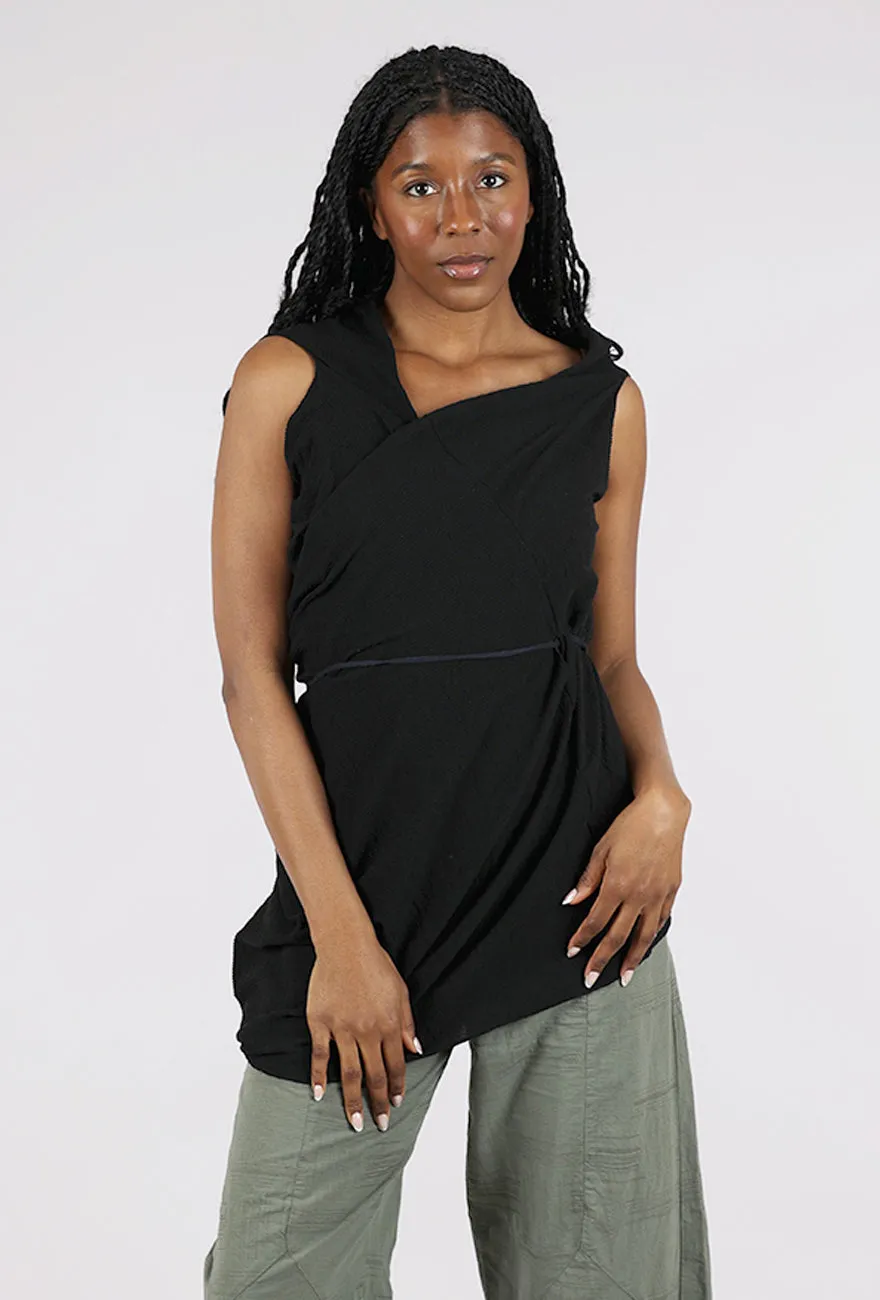 Micropleat Drape Vest, Black Simple Outfit Easy Comfort