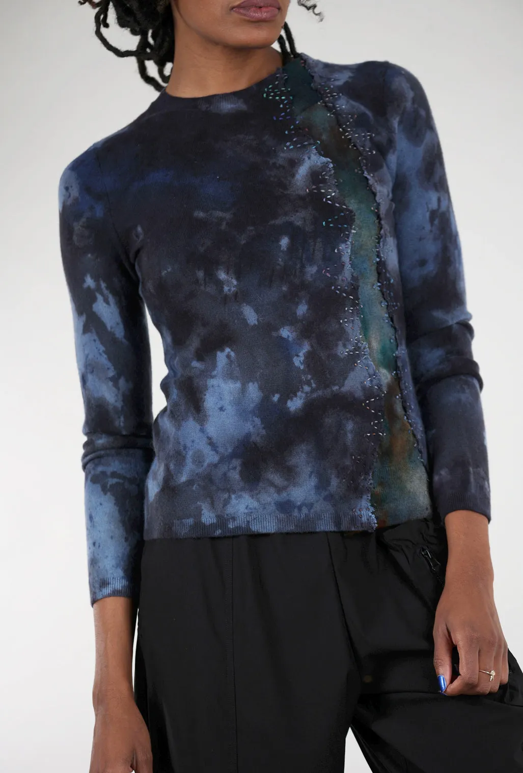 Blend Comfortable Serpentine Fitted Cashmere Crew, Steel