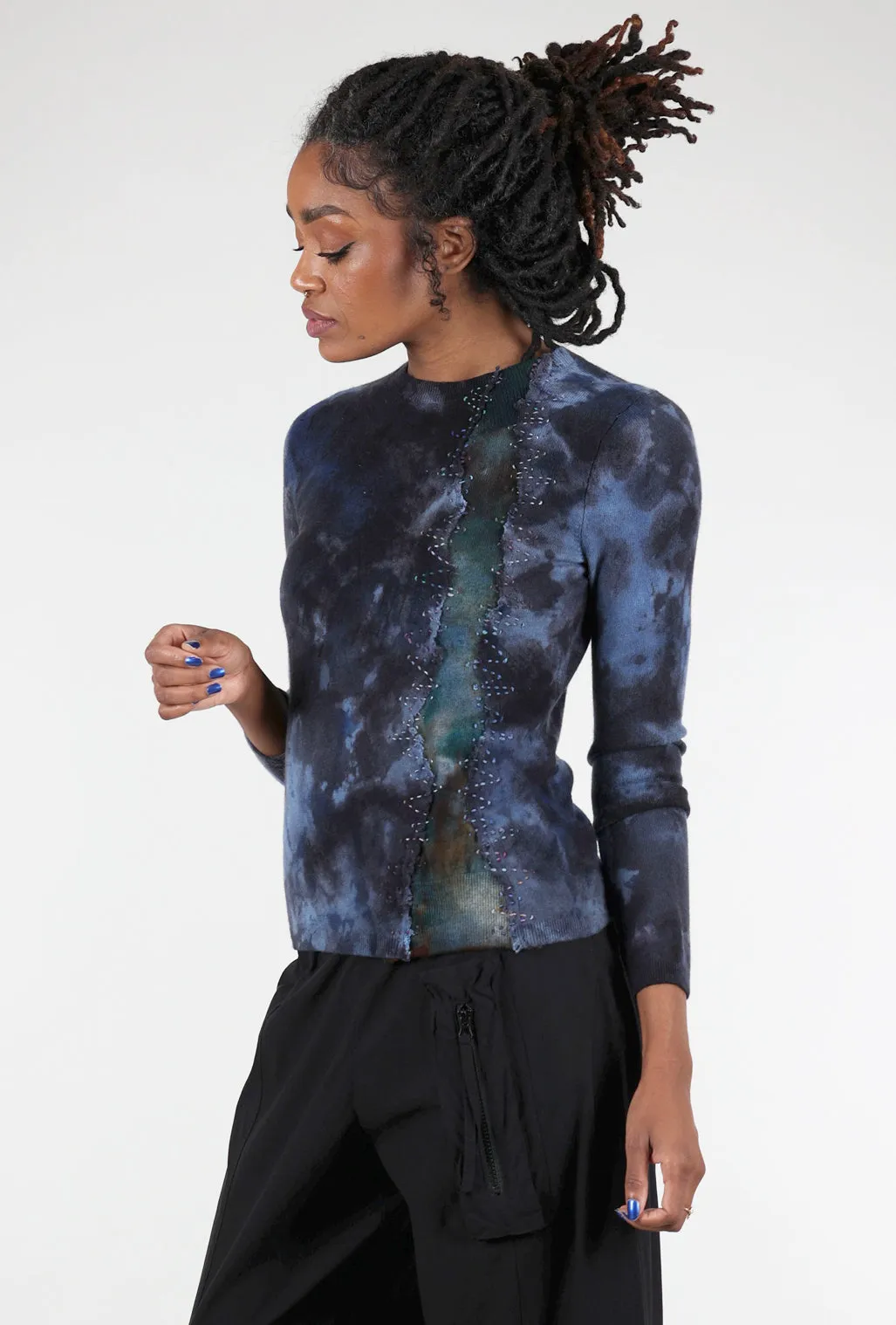 Blend Comfortable Serpentine Fitted Cashmere Crew, Steel