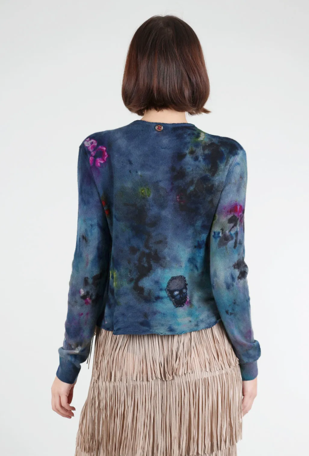 Blossoms/Skull Decon Cashmere Relax Cardie, Midnight Multi Smart Casual