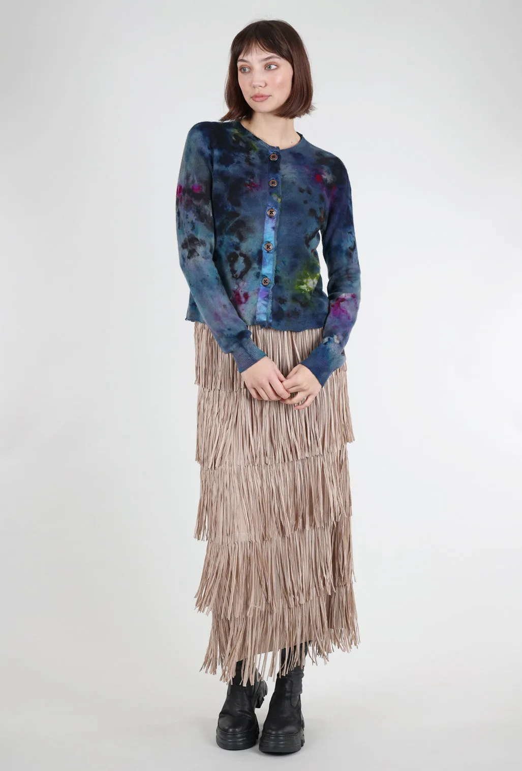 Blossoms/Skull Decon Cashmere Relax Cardie, Midnight Multi Smart Casual