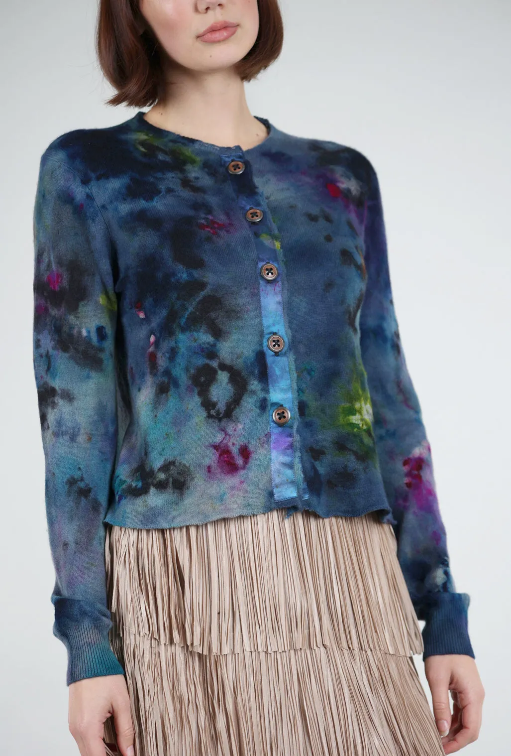 Blossoms/Skull Decon Cashmere Relax Cardie, Midnight Multi Smart Casual