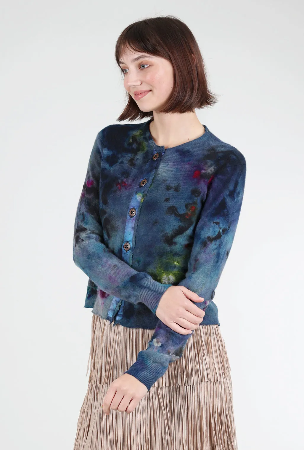 Blossoms/Skull Decon Cashmere Relax Cardie, Midnight Multi Smart Casual