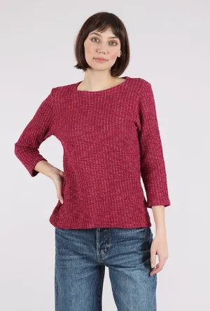 Boatneck Texture Sweater, Rhubarb Simple style pullover