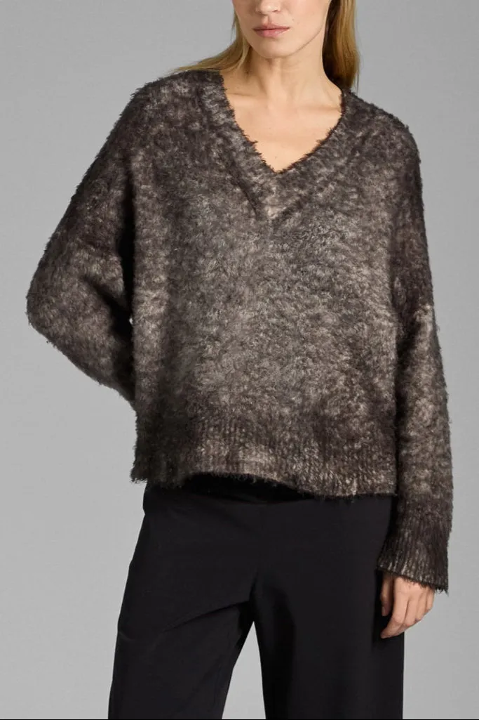 Brushed Cotton V Pullover Comfortable Drape