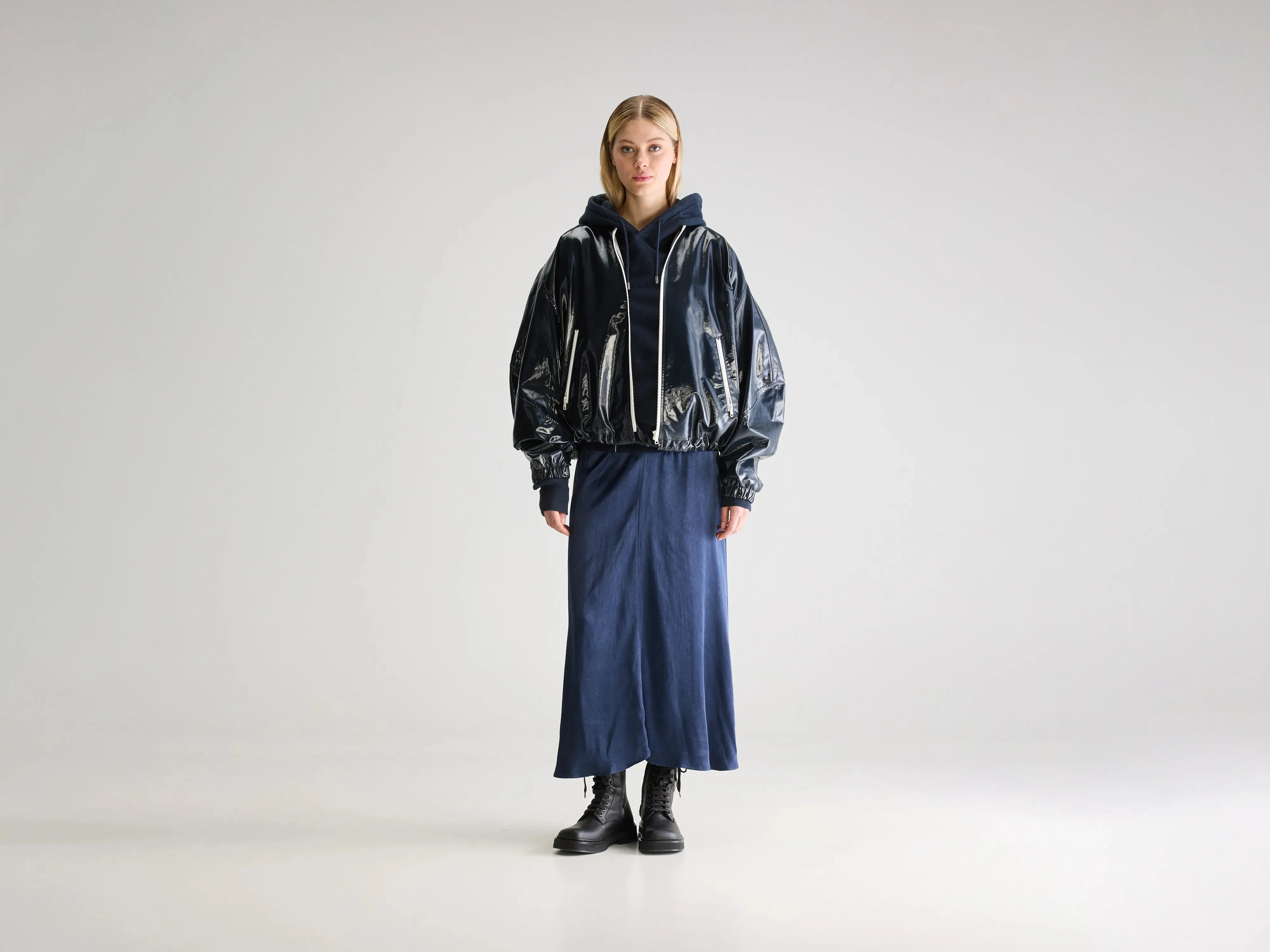 Street Look Modern Edge Helsink glossy jacket (251 / W / NAVY)