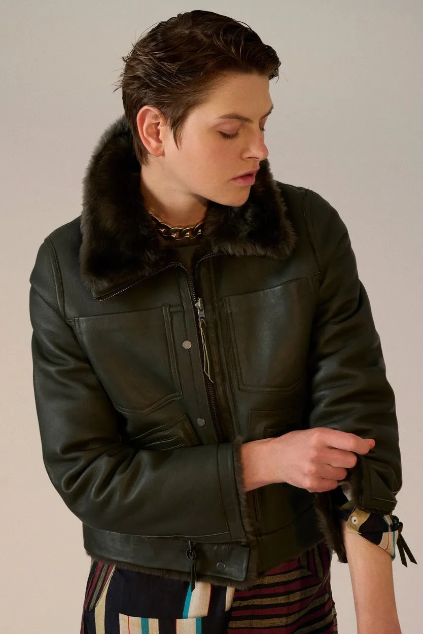 Contrast Stitch Evening Out Elena Thyme Moto Jacket