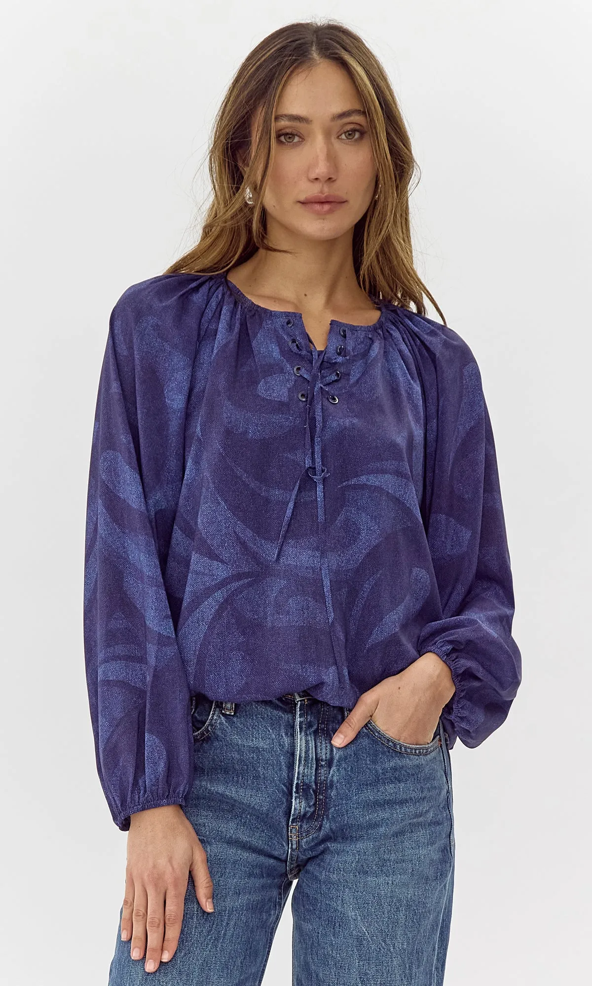 Bold Designs Annika Printed Tie Blouse