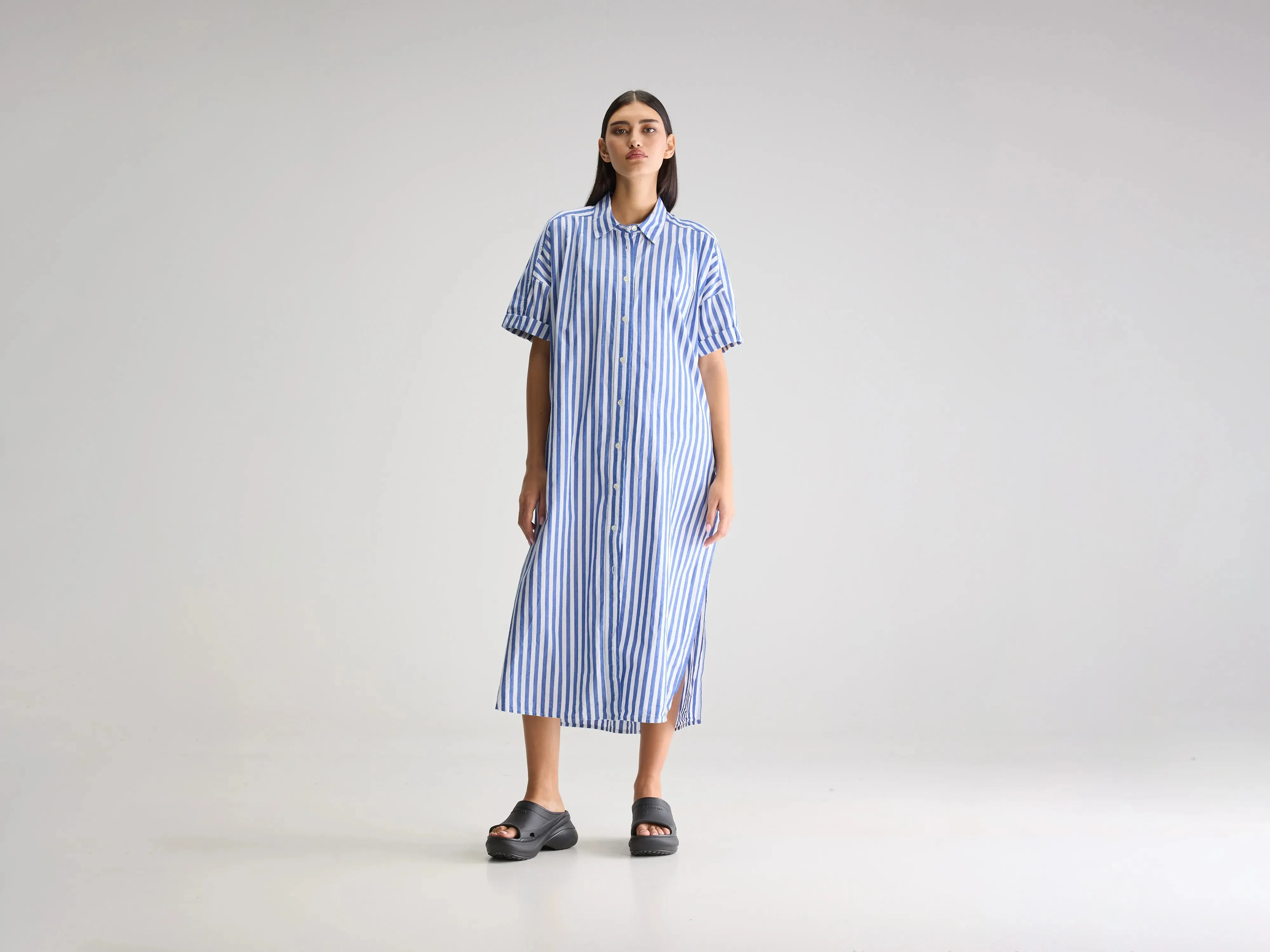 Keren long shirt dress (251 / W / STRIPE A) Modern Finish