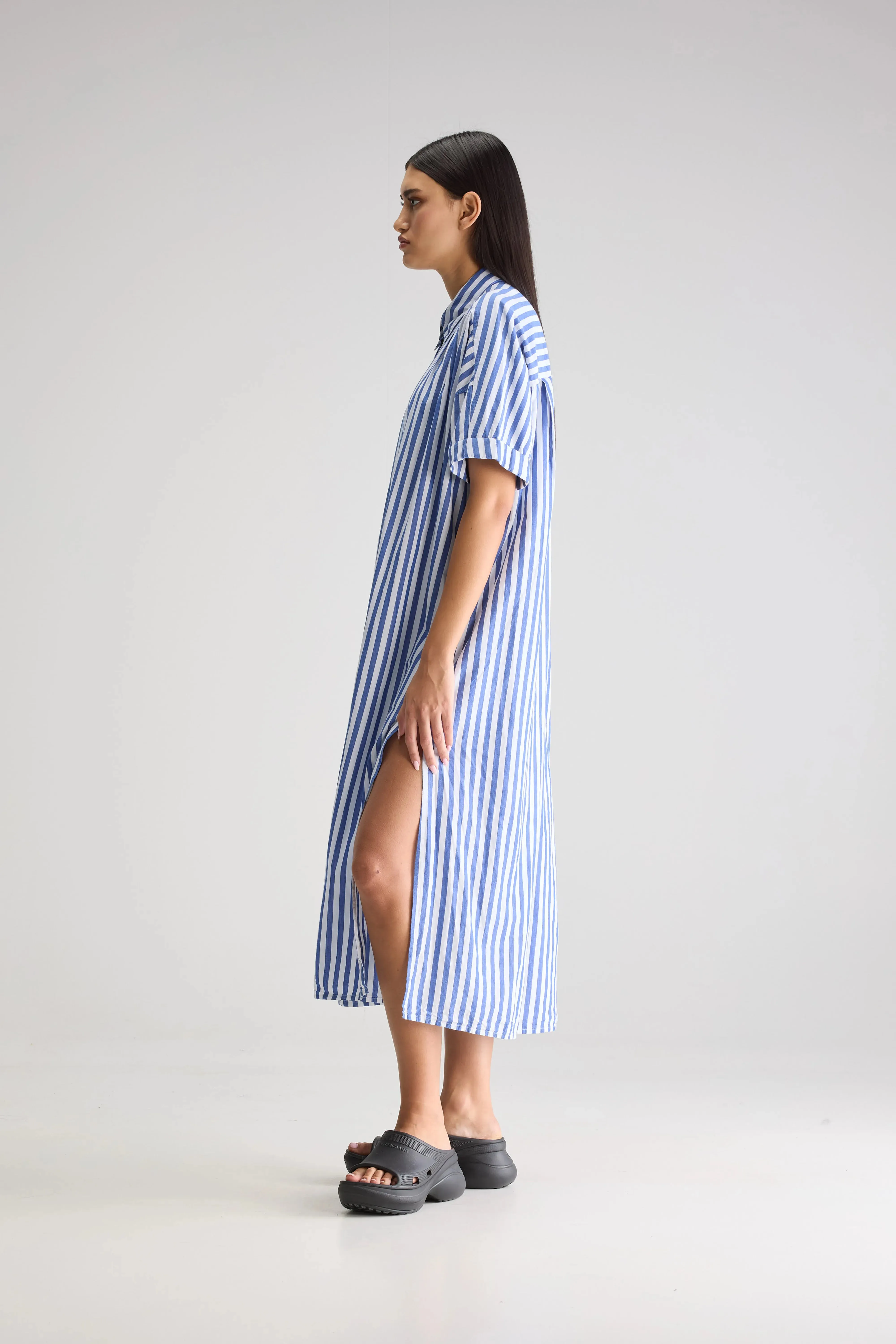 Bold Patterns Keren long shirt dress (251 / W / STRIPE A)