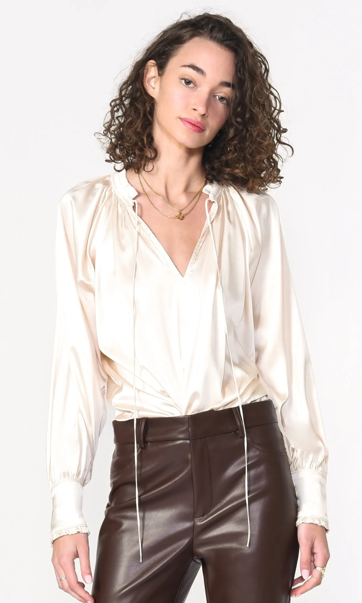 Bold Shapes Larissa Wide Cuff Sateen Blouse