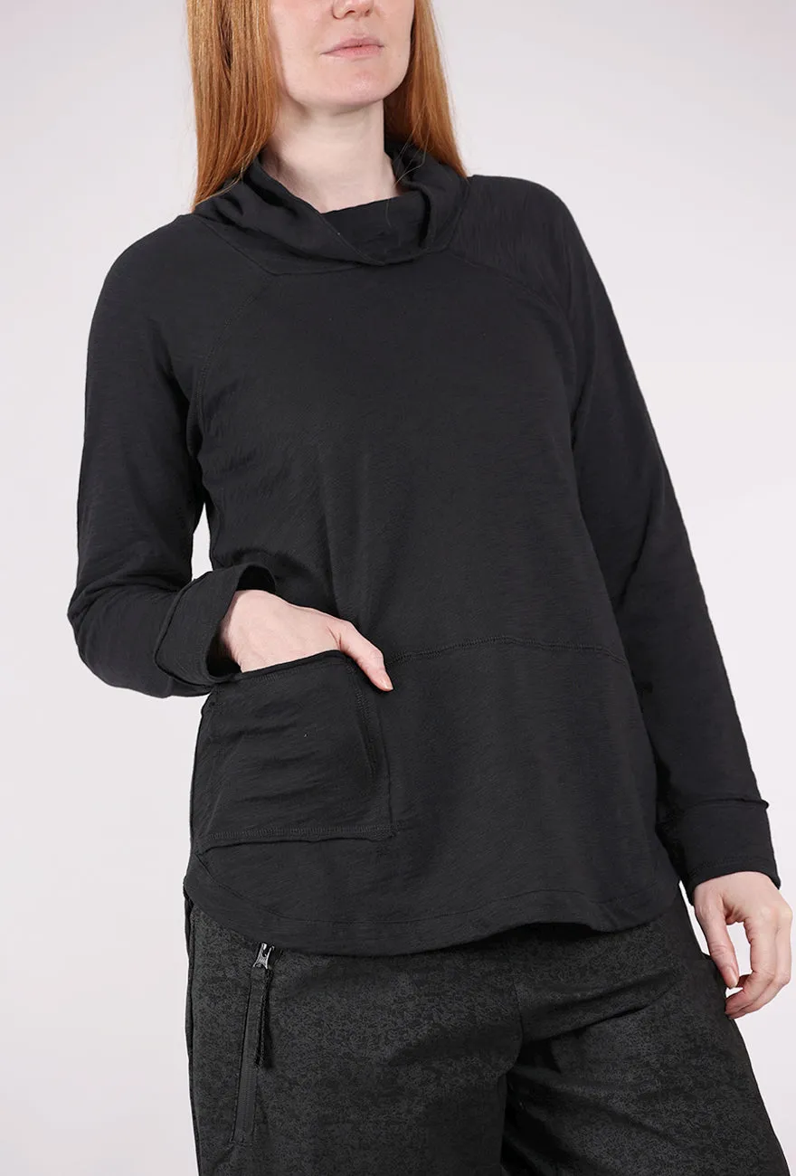 Bold Statement Weekend Cowl Tee, Black