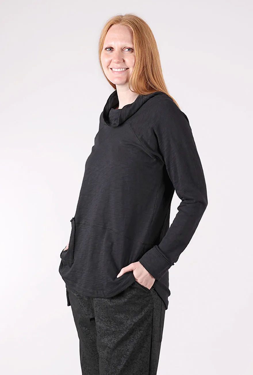 Bold Statement Weekend Cowl Tee, Black