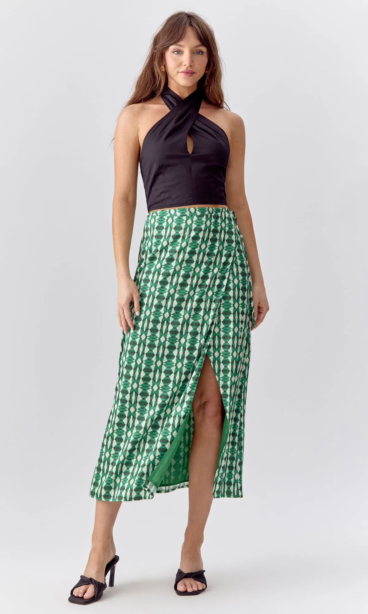 Bold Style Meredith Wrap Midi Skirt