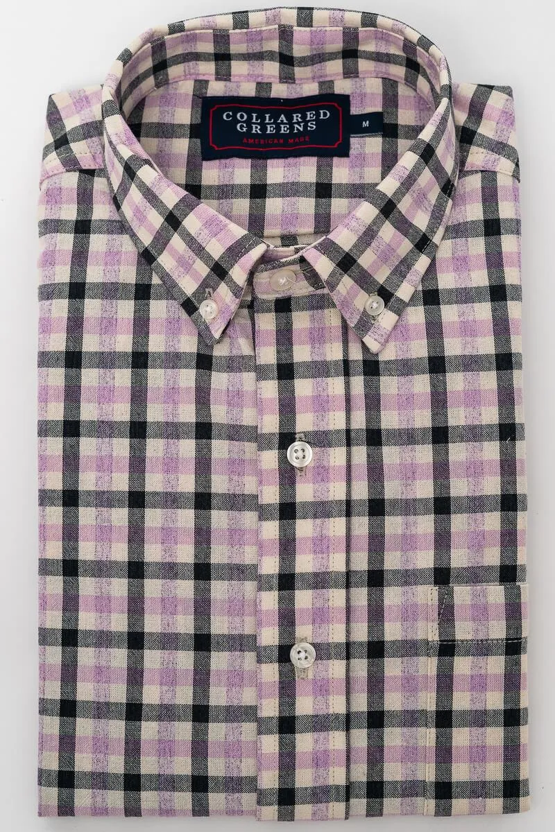 Bolton: Brookline Button Down Shirt - Lavender/Navy fabric tale