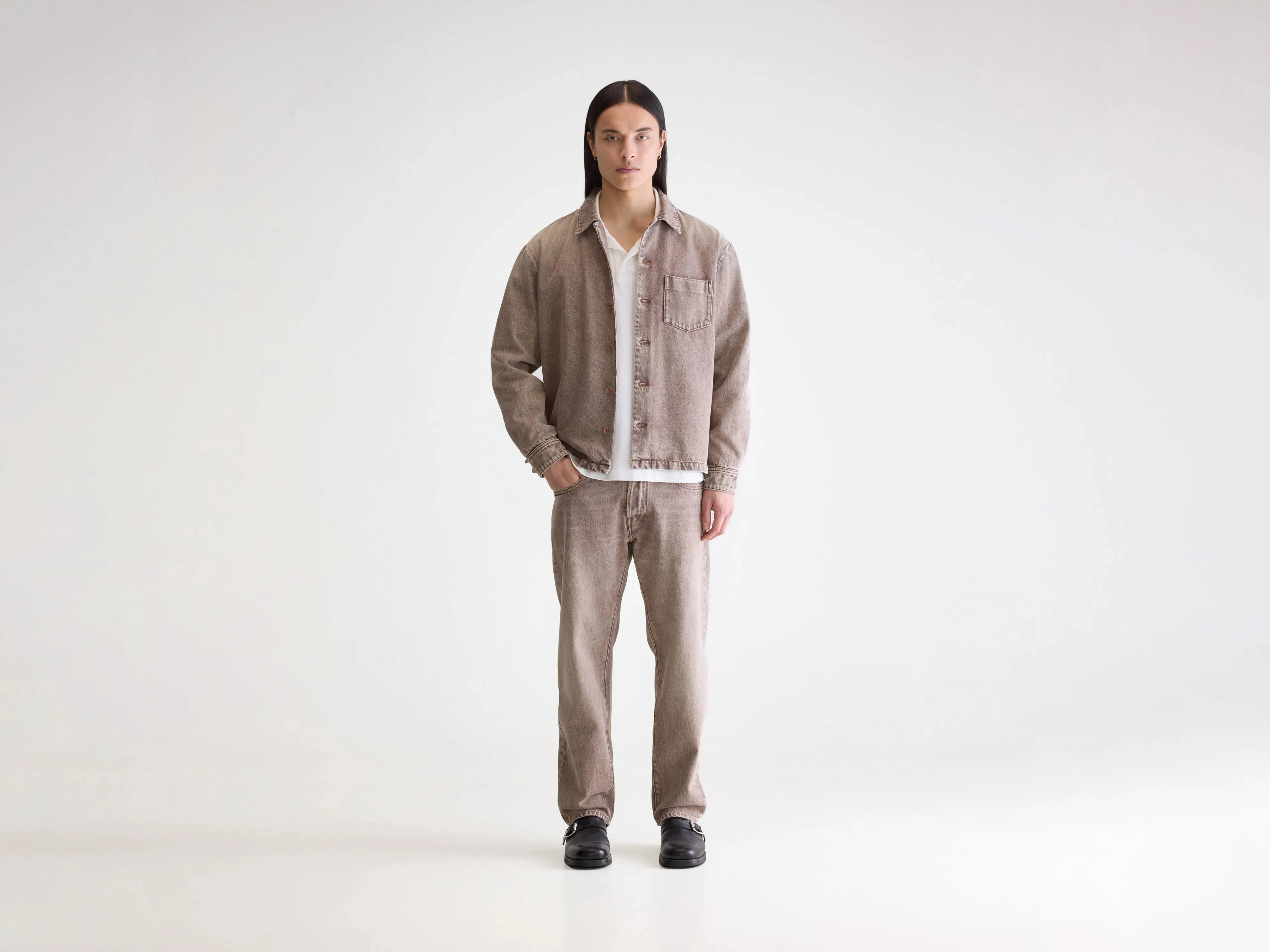 Workday Ready Subtle Design Detail Goney denim overshirt (252 / M / BROWN SNOW)