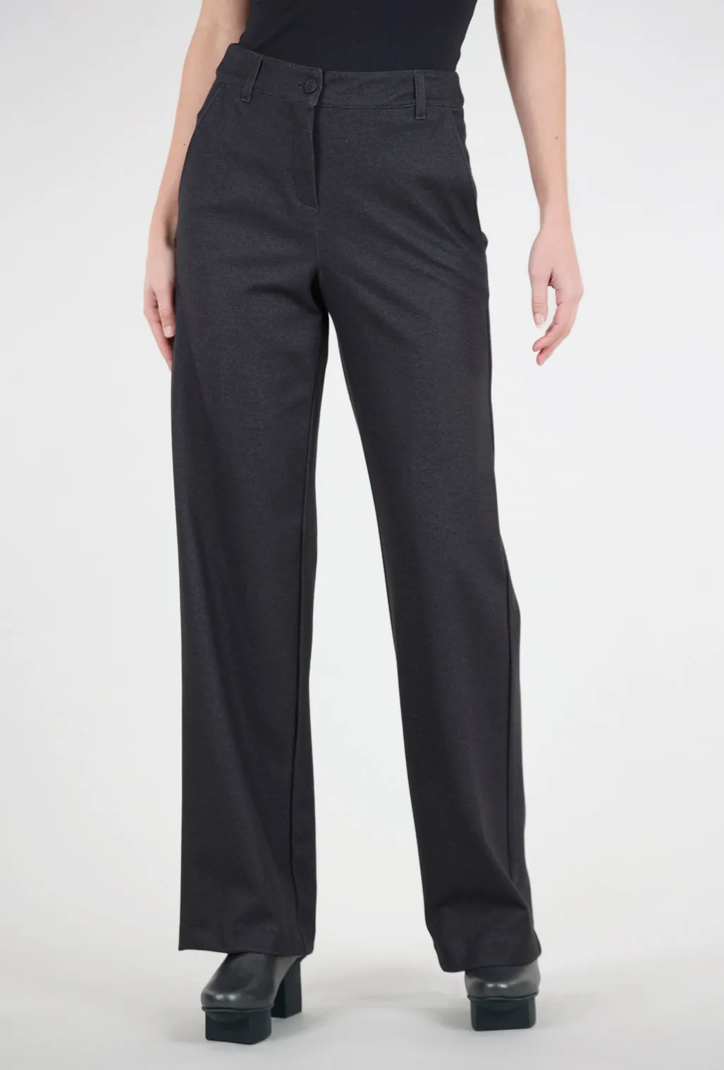 Cloe Brushed Ponte Trouser, Charcoal Casual Style Petite Fit