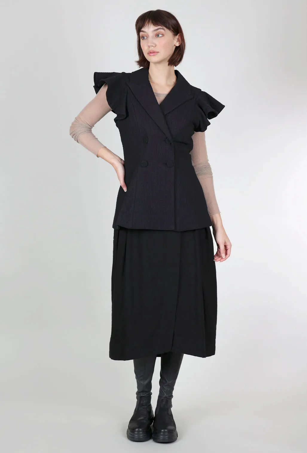 Box Pleat Midi Skirt, Black Seasonal Favorite