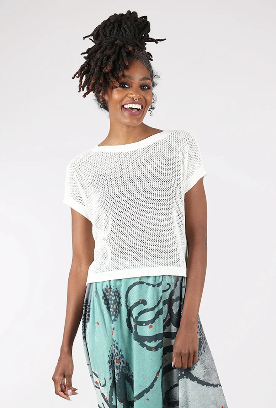 Boxy Dolman Summer Sweater, White Versatile Student wear