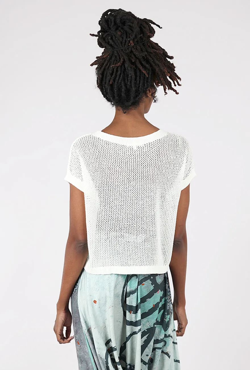 Boxy Dolman Summer Sweater, White Elegant Fit