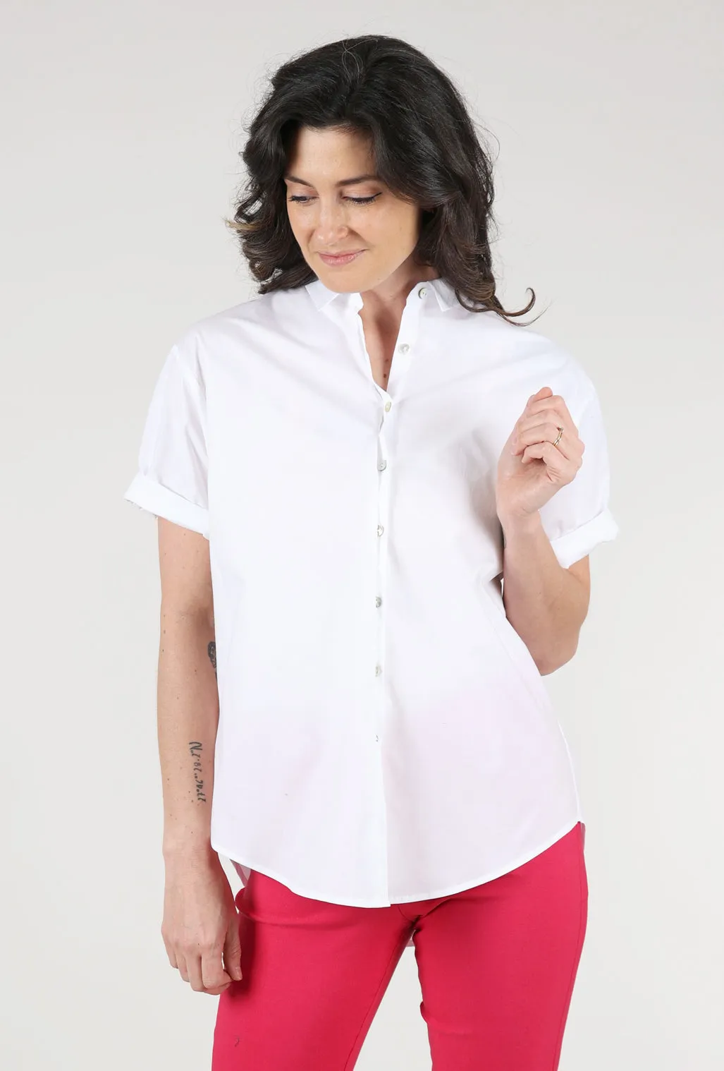 Boy Camp Shirt, White Student Essential