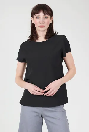 Simple Crepe Top, Black Trendy Look