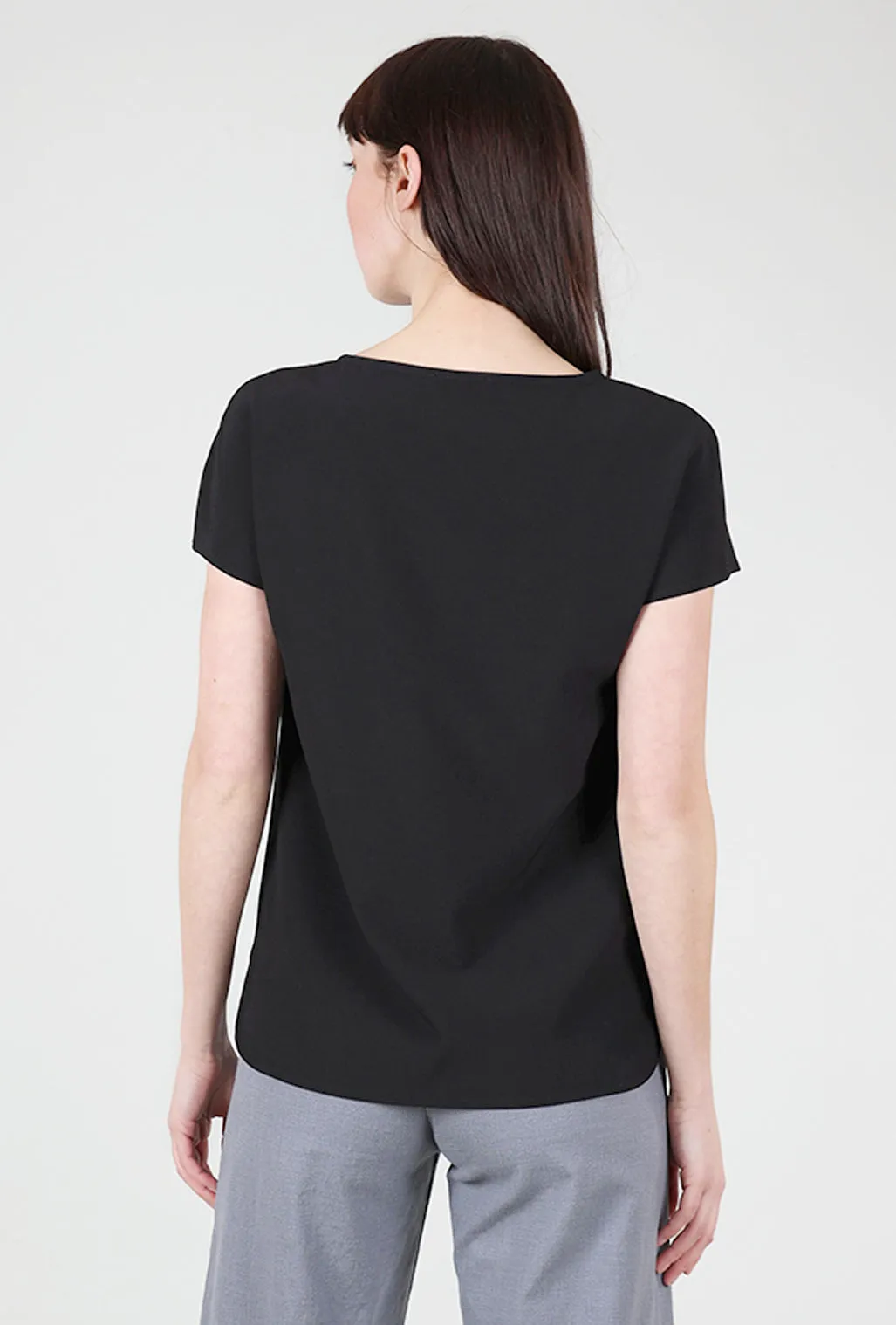 Breathable Cotton Simple Crepe Top, Black