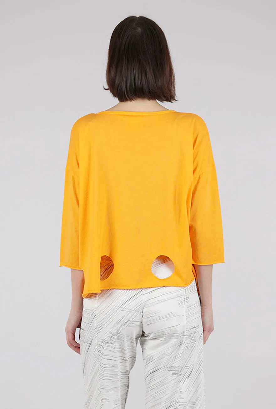 Breathable mesh Circle Cutouts Tee, Tangerine