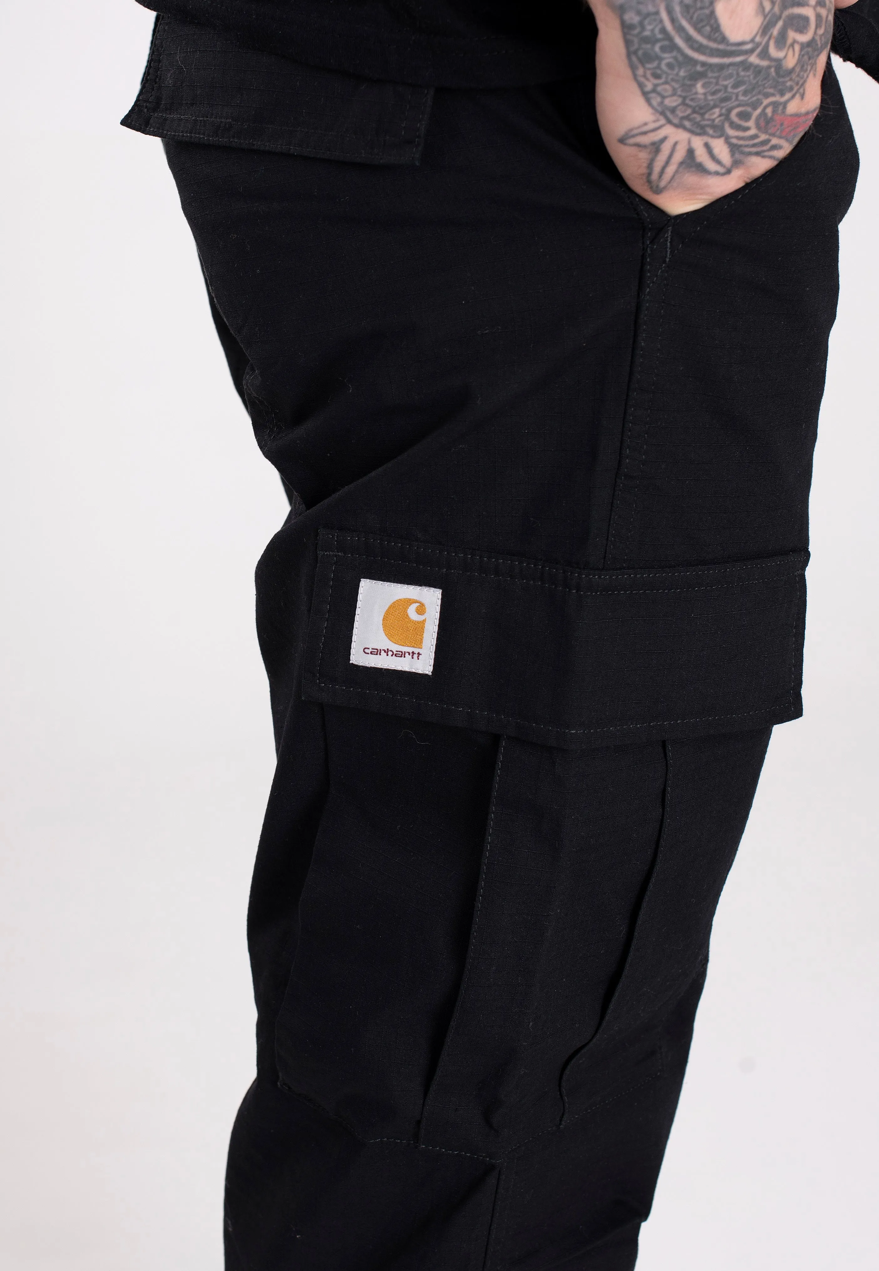 Breathable Waist Carhartt WIP - Regular Cargo Rinsed Black - Pants