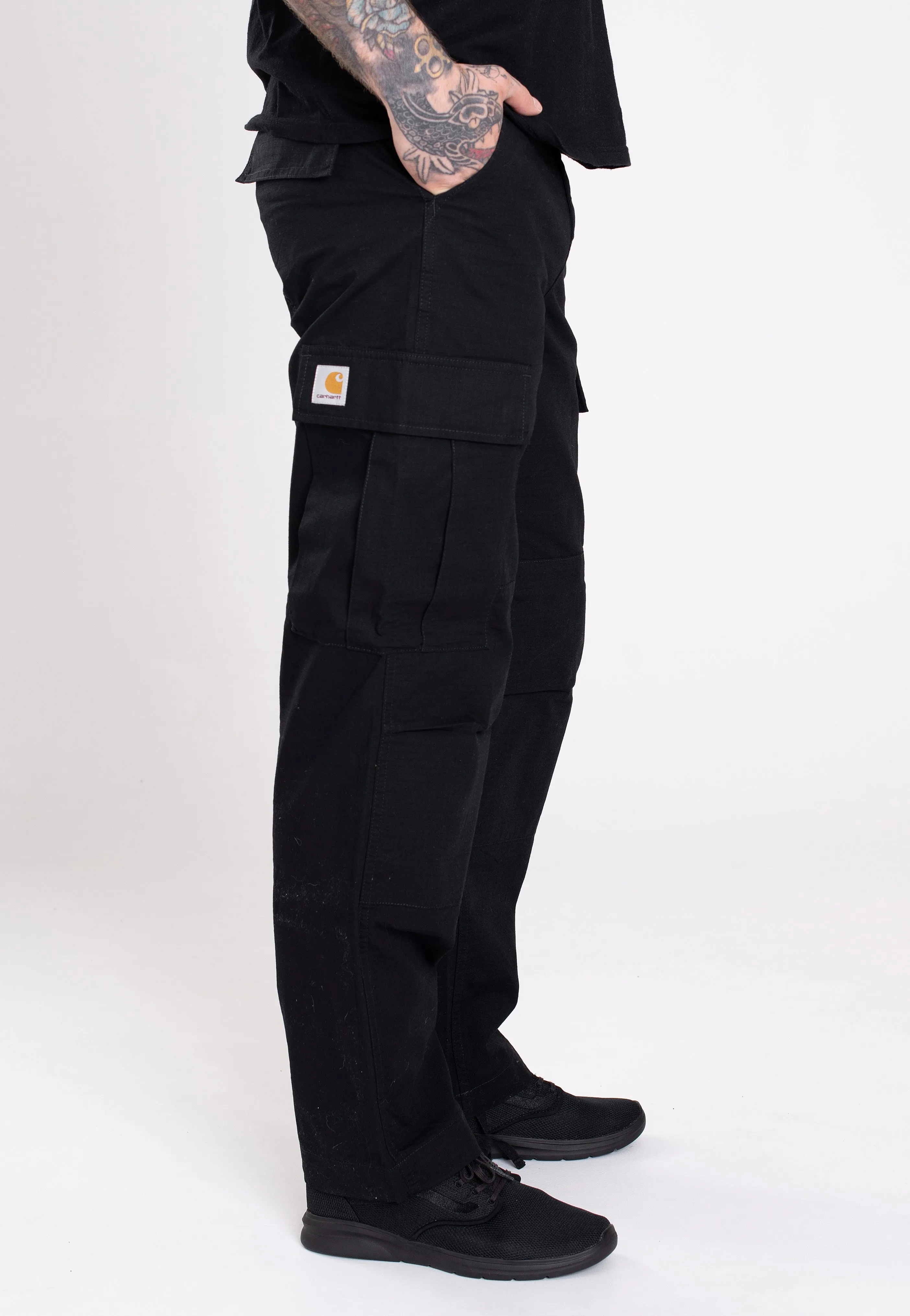 Breathable Waist Carhartt WIP - Regular Cargo Rinsed Black - Pants