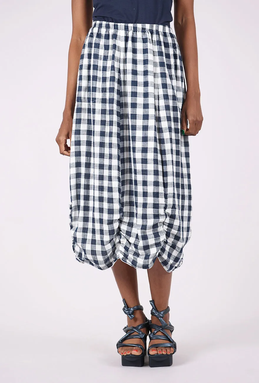 Cozy Stretch Big Check Skirt, Ink