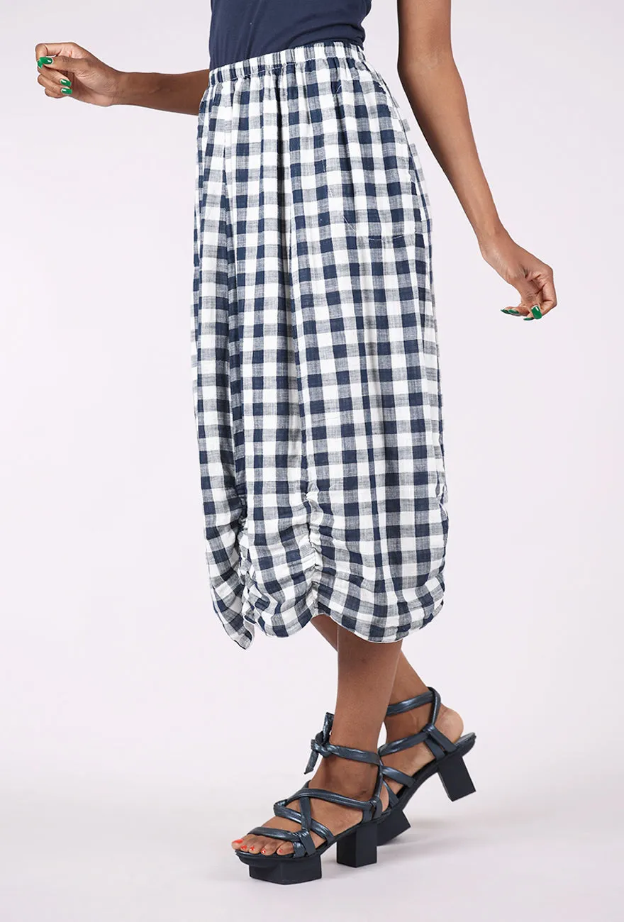 Breezy Comfort Big Check Skirt, Ink