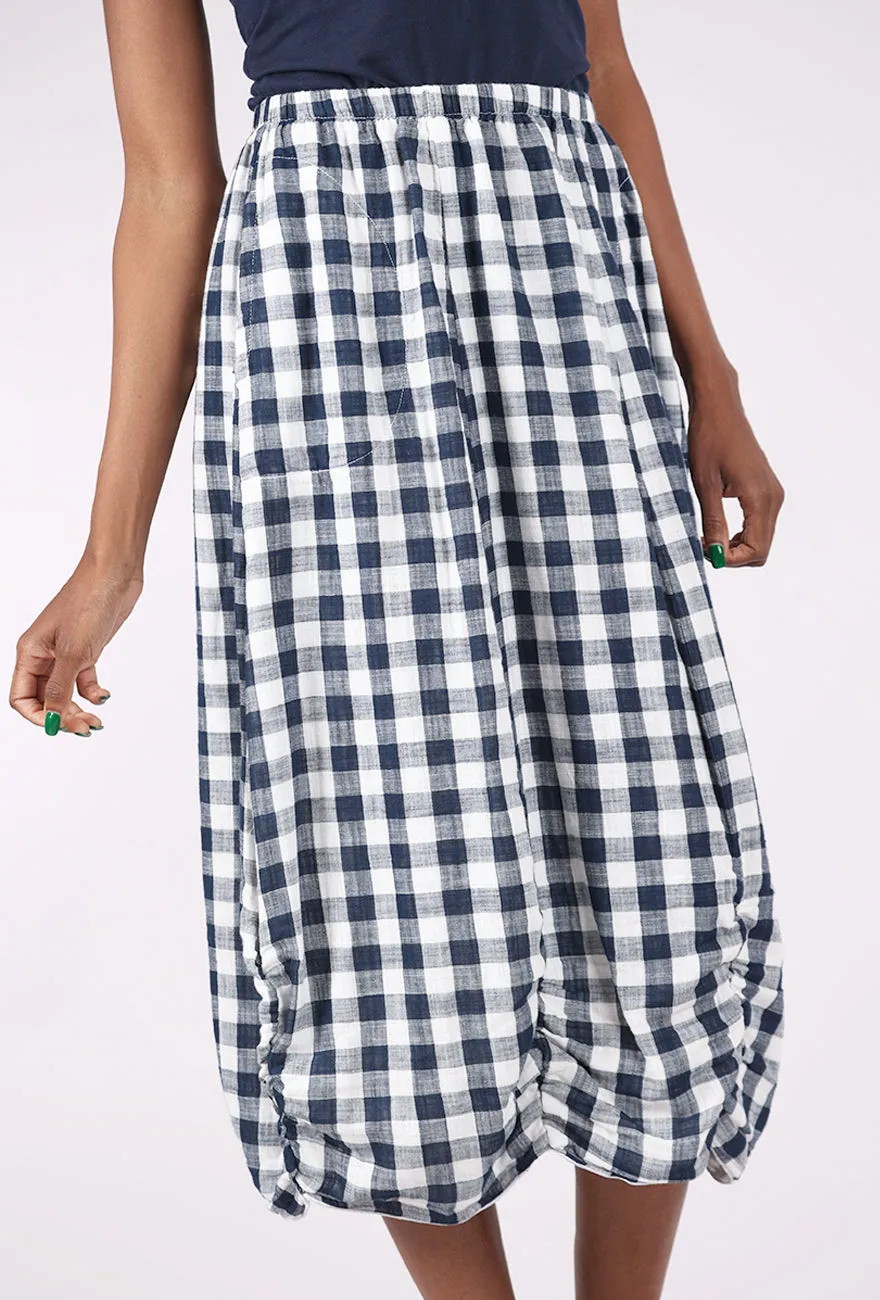 Breezy Comfort Big Check Skirt, Ink