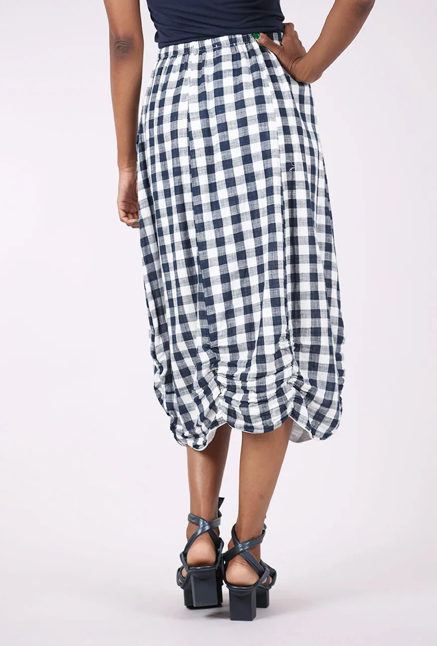 Breezy Comfort Big Check Skirt, Ink