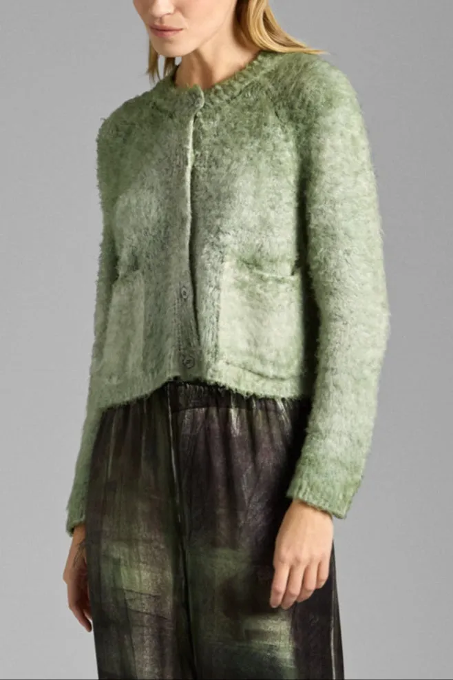 Brushed Cotton Brughiera Cardigan Worn In Subtle Elegance