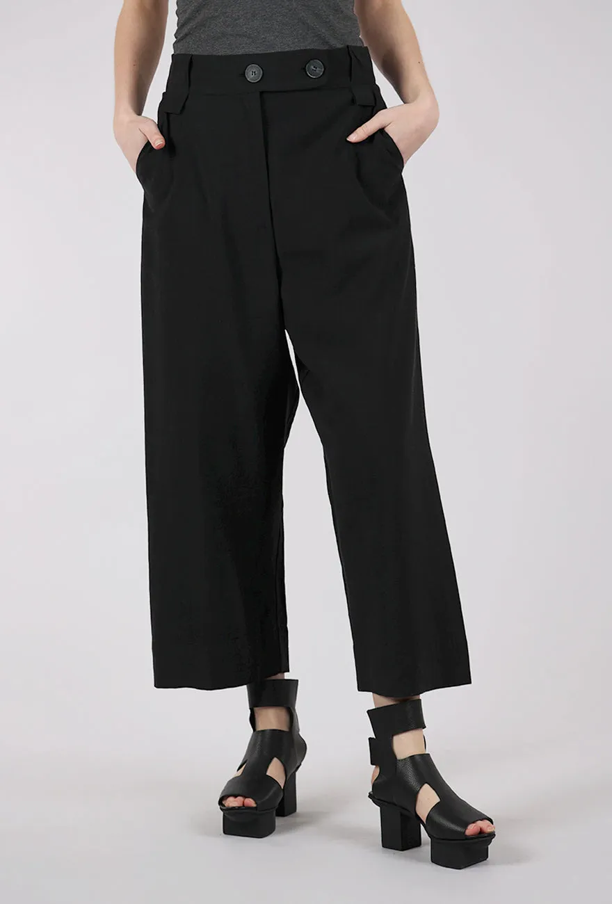 Functional Style Thermal Lining Buche Drape Trousers, Black