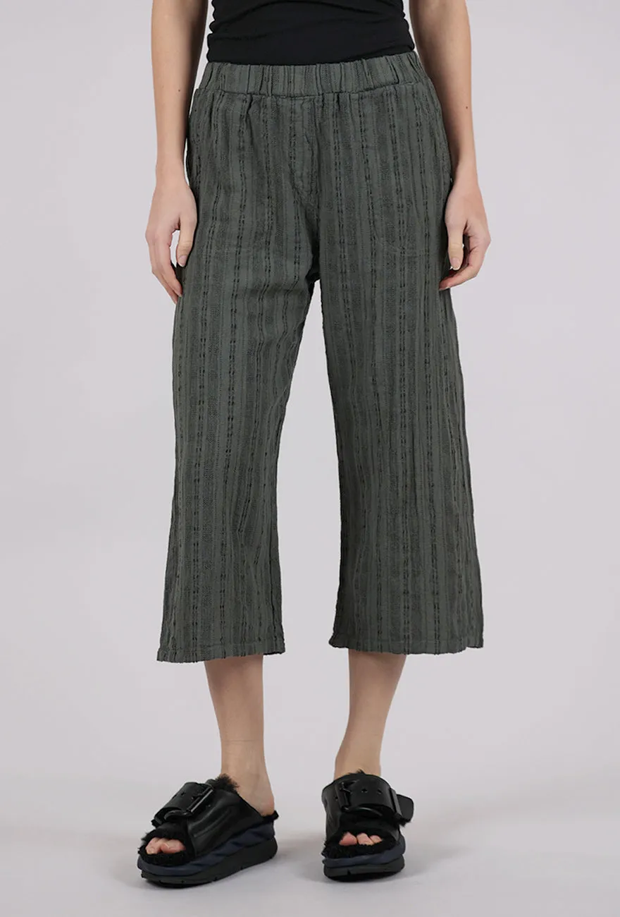Heat Friendly Bumpy Stripe Linen Crop Pant, Clay