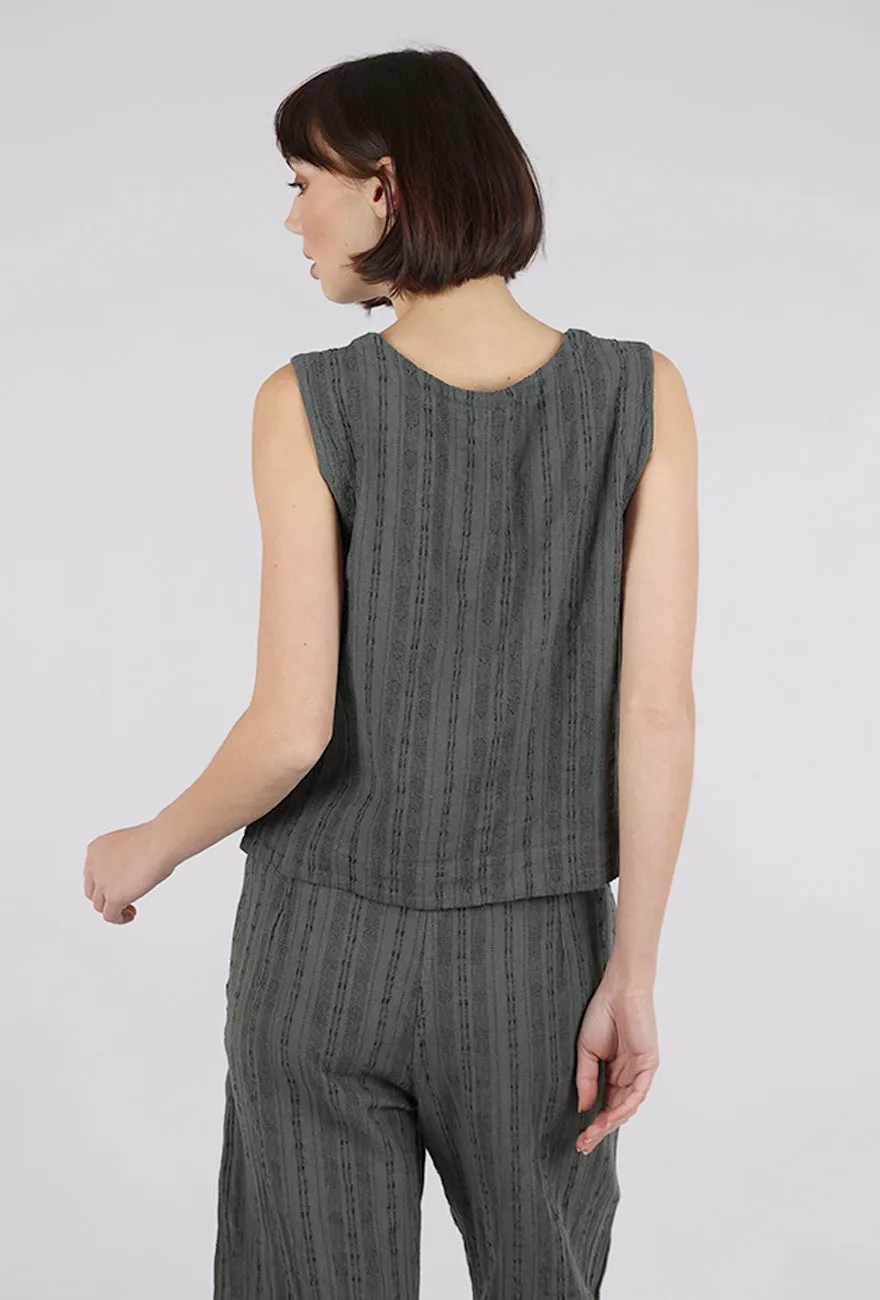 Bumpy Stripe Linen Shell, Clay Good value and affordable