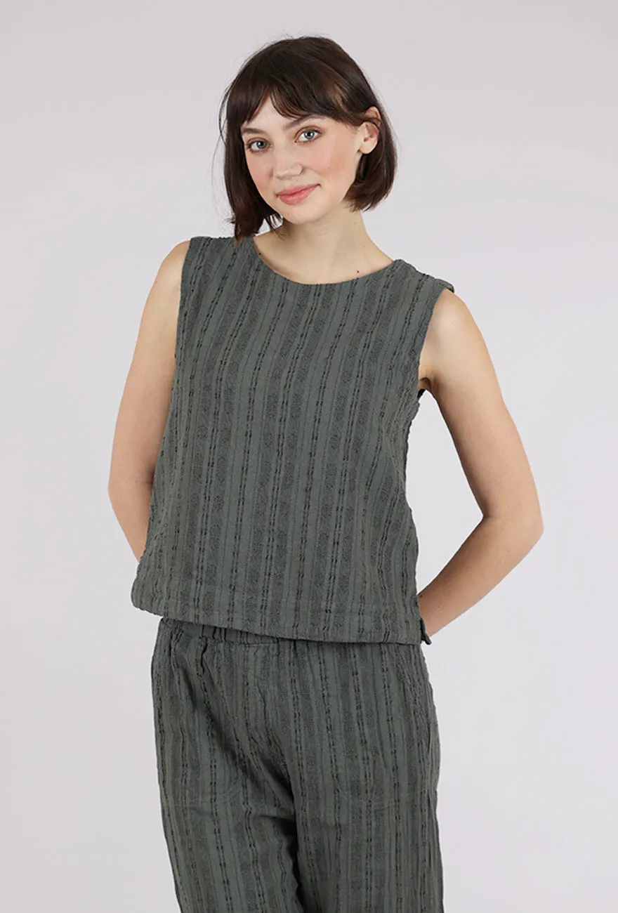 Bumpy Stripe Linen Shell, Clay Formal Style